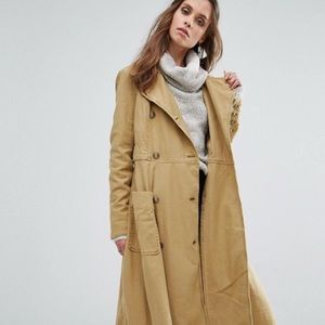 Free people long khaki trench coat
